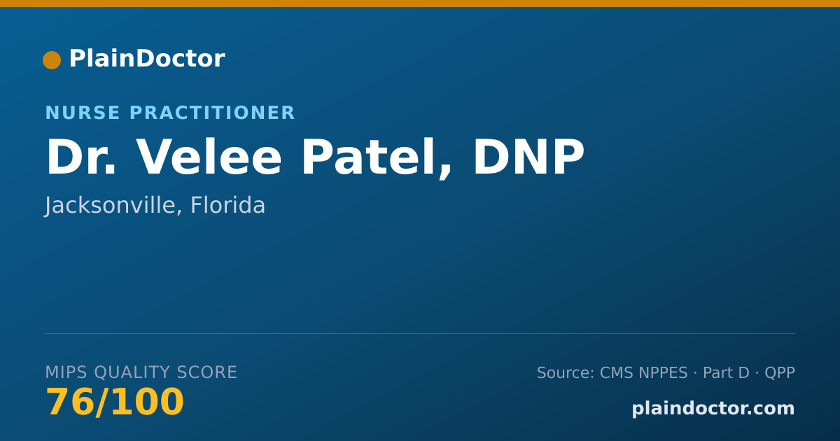 Shareable card for Velee Patel, DNP - Nurse Practitioner, Jacksonville, FL