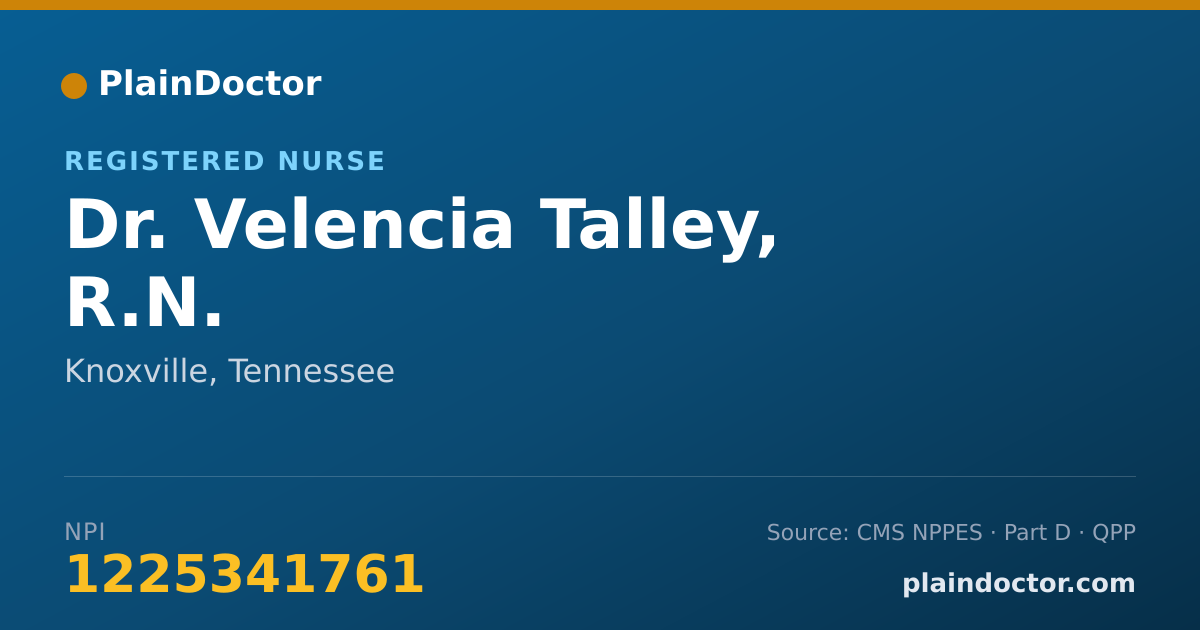 Shareable card for Velencia Talley, R.N. - Registered Nurse, Knoxville, TN