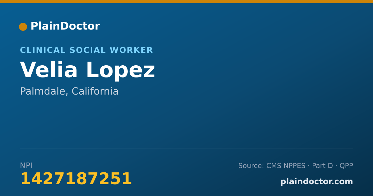 Shareable card for Velia Lopez - Clinical Social Worker, Palmdale, CA