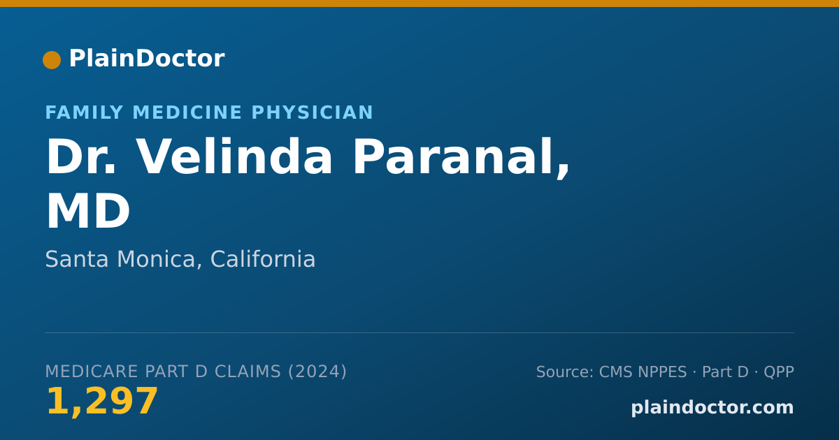 Shareable card for Velinda Paranal, MD - Family Medicine Physician, Santa Monica, CA