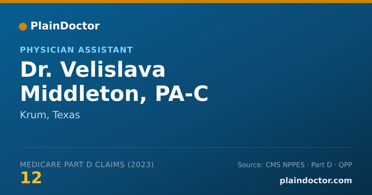 Shareable card for Velislava Middleton, PA-C - Physician Assistant, Krum, TX