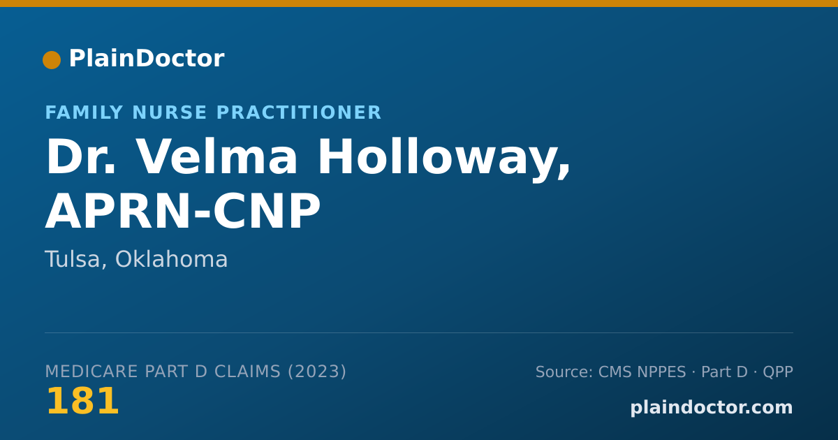 Shareable card for Velma Holloway, APRN-CNP - Family Nurse Practitioner, Tulsa, OK