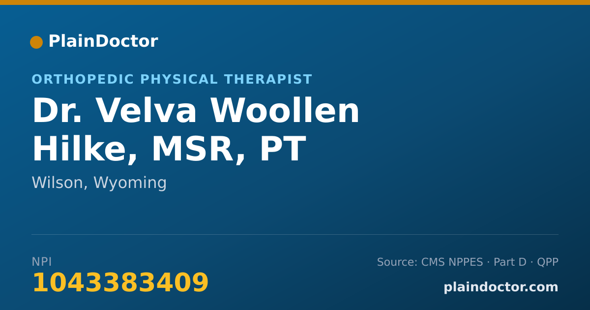 Shareable card for Velva Woollen Hilke, MSR, PT - Orthopedic Physical Therapist, Wilson, WY