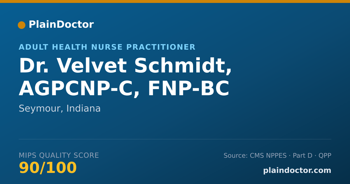 Shareable card for Velvet Schmidt, AGPCNP-C, FNP-BC - Adult Health Nurse Practitioner, Seymour, IN