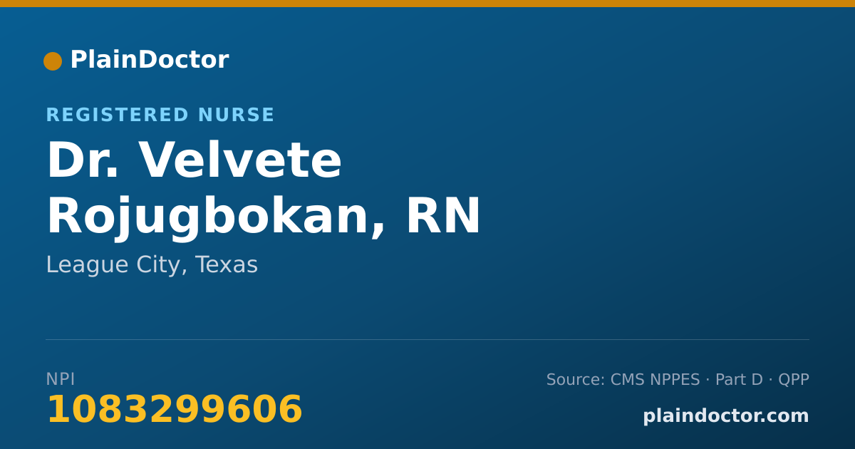 Shareable card for Velvete Rojugbokan, RN - Registered Nurse, League City, TX
