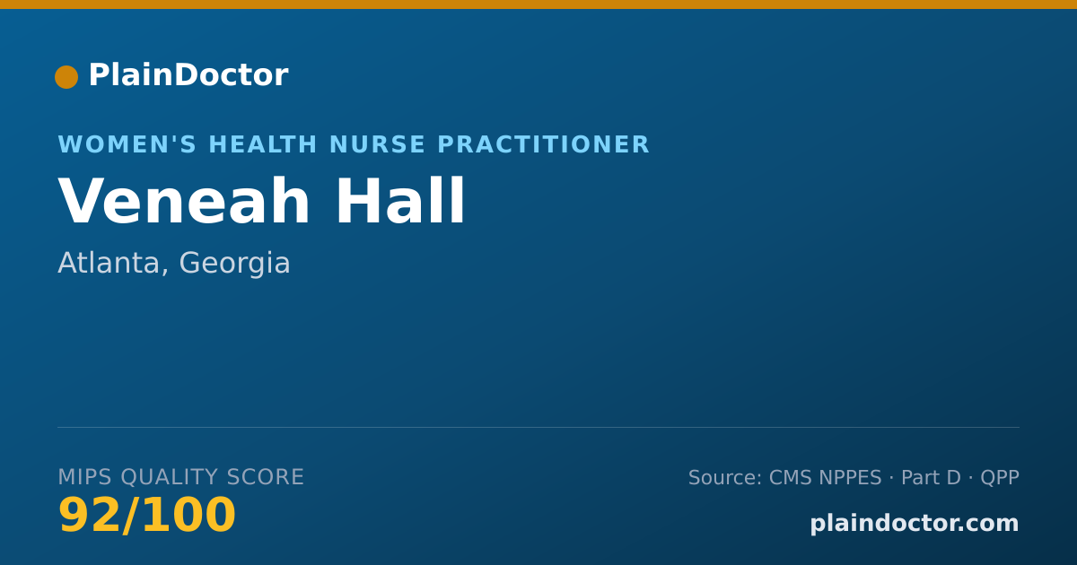 Shareable card for Veneah Hall - Women's Health Nurse Practitioner, Atlanta, GA