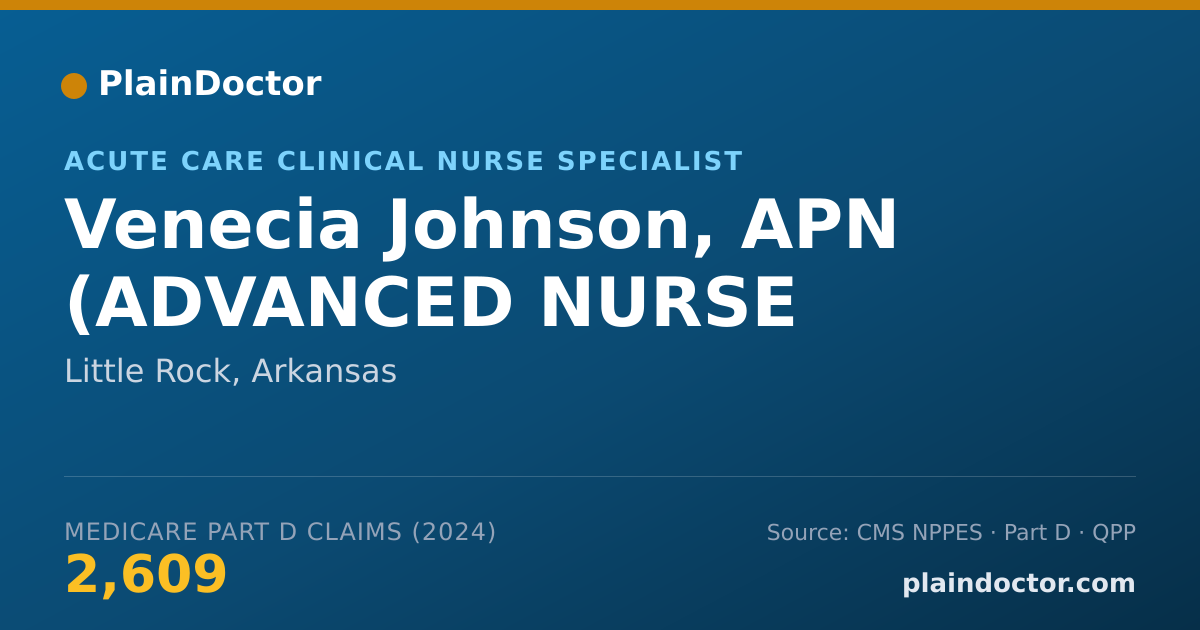 Shareable card for Venecia Johnson, APN (ADVANCED NURSE - Acute Care Clinical Nurse Specialist, Little Rock, AR
