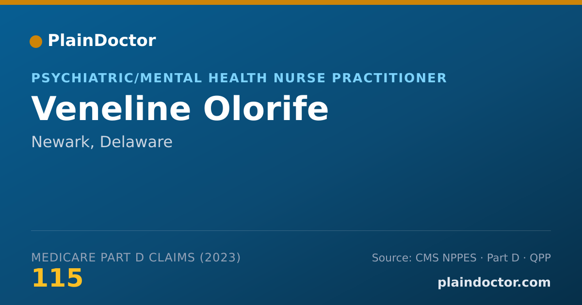 Shareable card for Veneline Olorife - Psychiatric/Mental Health Nurse Practitioner, Newark, DE