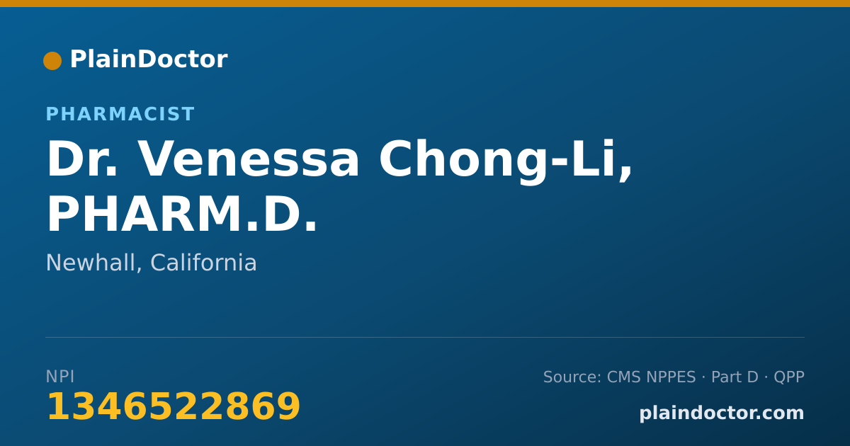Shareable card for Venessa Chong-Li, PHARM.D. - Pharmacist, Newhall, CA