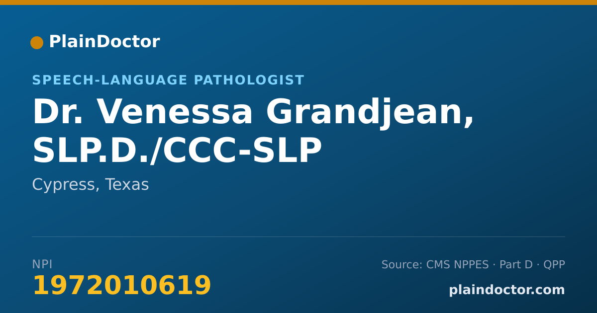 Shareable card for Venessa Grandjean, SLP.D./CCC-SLP - Speech-Language Pathologist, Cypress, TX