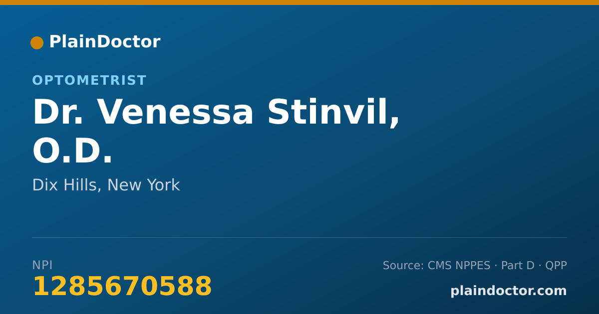 Shareable card for Venessa Stinvil, O.D. - Optometrist, Dix Hills, NY
