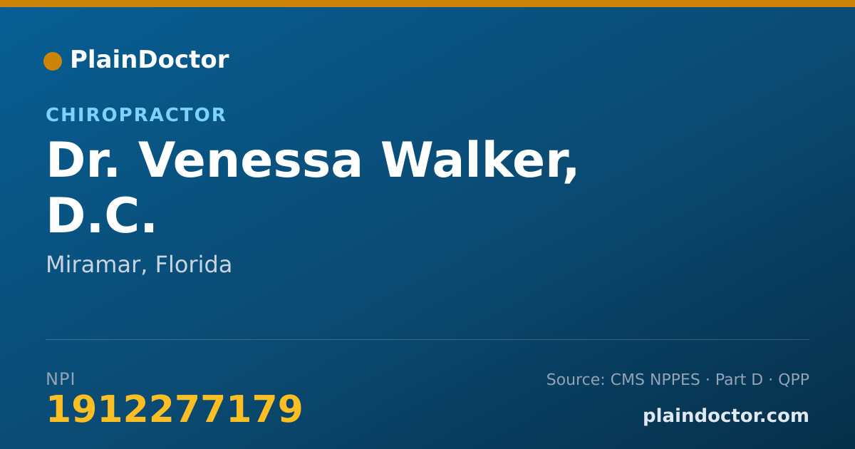 Shareable card for Venessa Walker, D.C. - Chiropractor, Miramar, FL