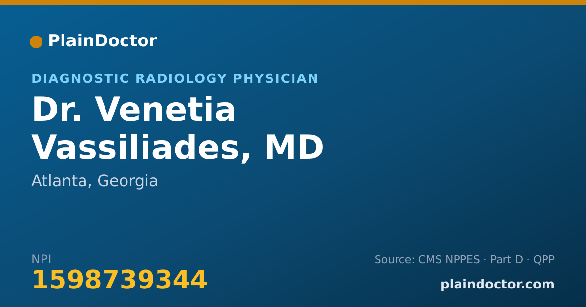Shareable card for Venetia Vassiliades, MD - Diagnostic Radiology Physician, Atlanta, GA