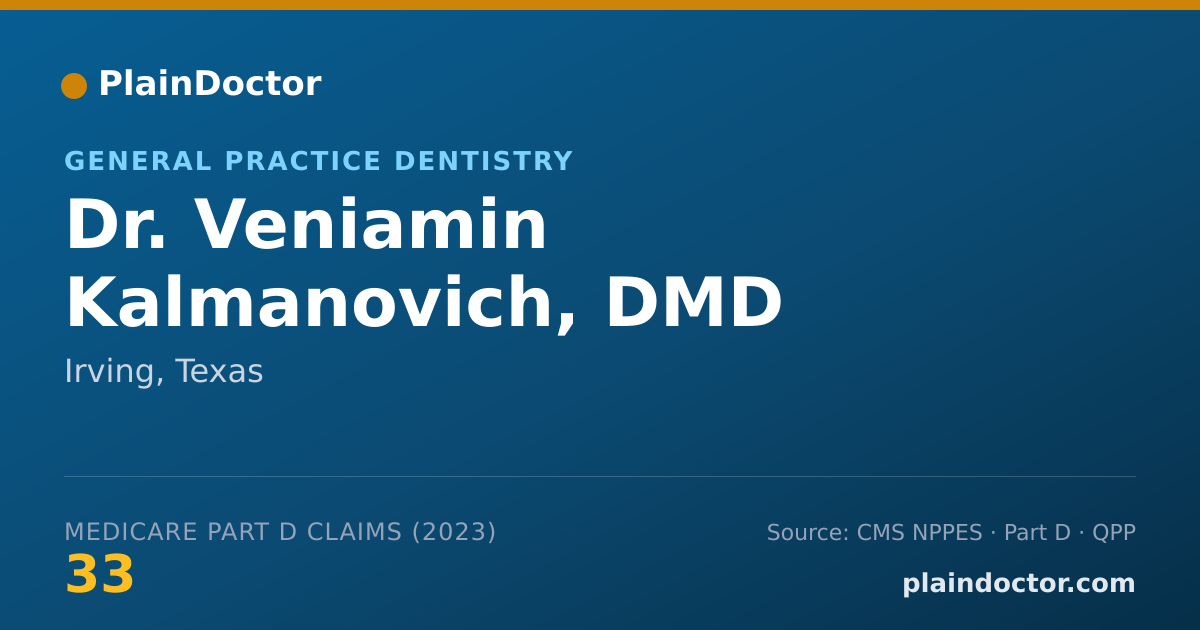 Shareable card for Veniamin Kalmanovich, DMD - General Practice Dentistry, Irving, TX