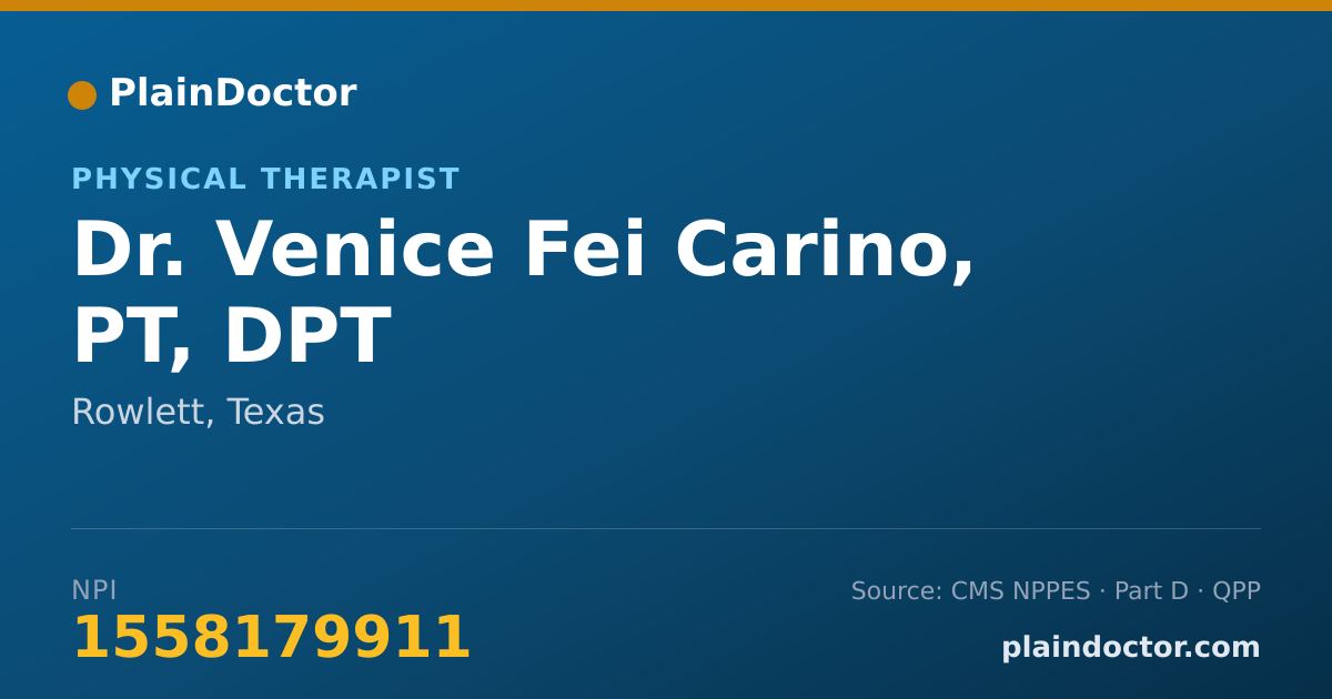 Shareable card for Venice Fei Carino, PT, DPT - Physical Therapist, Rowlett, TX