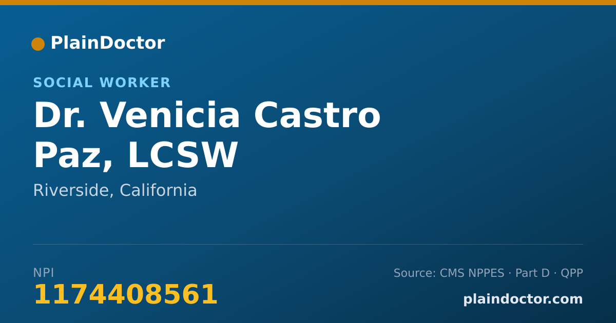 Shareable card for Venicia Castro Paz, LCSW - Social Worker, Riverside, CA