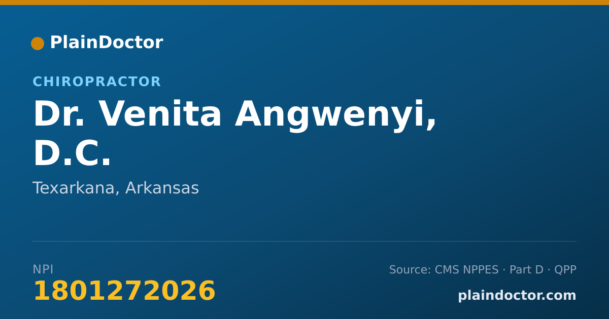 Shareable card for Venita Angwenyi, D.C. - Chiropractor, Texarkana, AR
