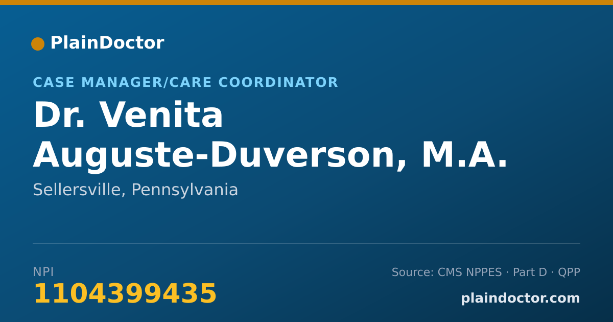 Shareable card for Venita Auguste-Duverson, M.A. - Case Manager/Care Coordinator, Sellersville, PA
