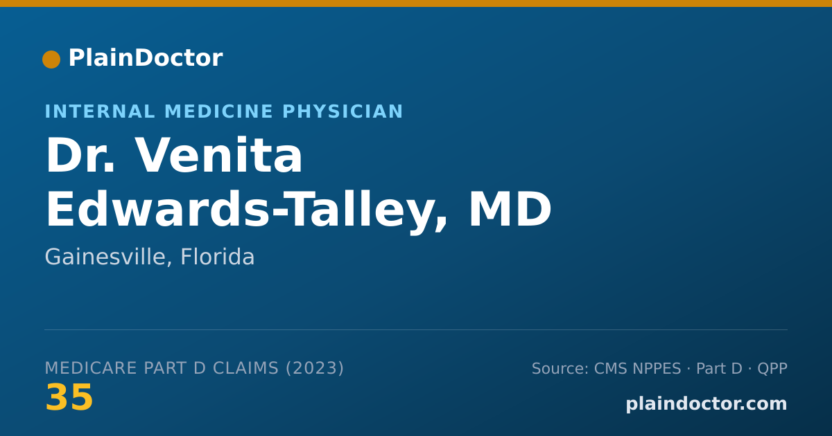 Shareable card for Venita Edwards-Talley, MD - Internal Medicine Physician, Gainesville, FL
