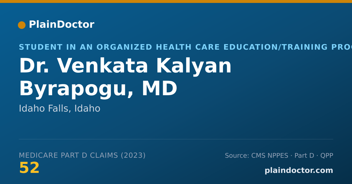 Shareable card for Venkata Kalyan Byrapogu, MD - Student in an Organized Health Care Education/Training Program, Idaho Falls, ID