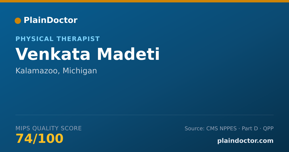 Shareable card for Venkata Madeti - Physical Therapist, Kalamazoo, MI