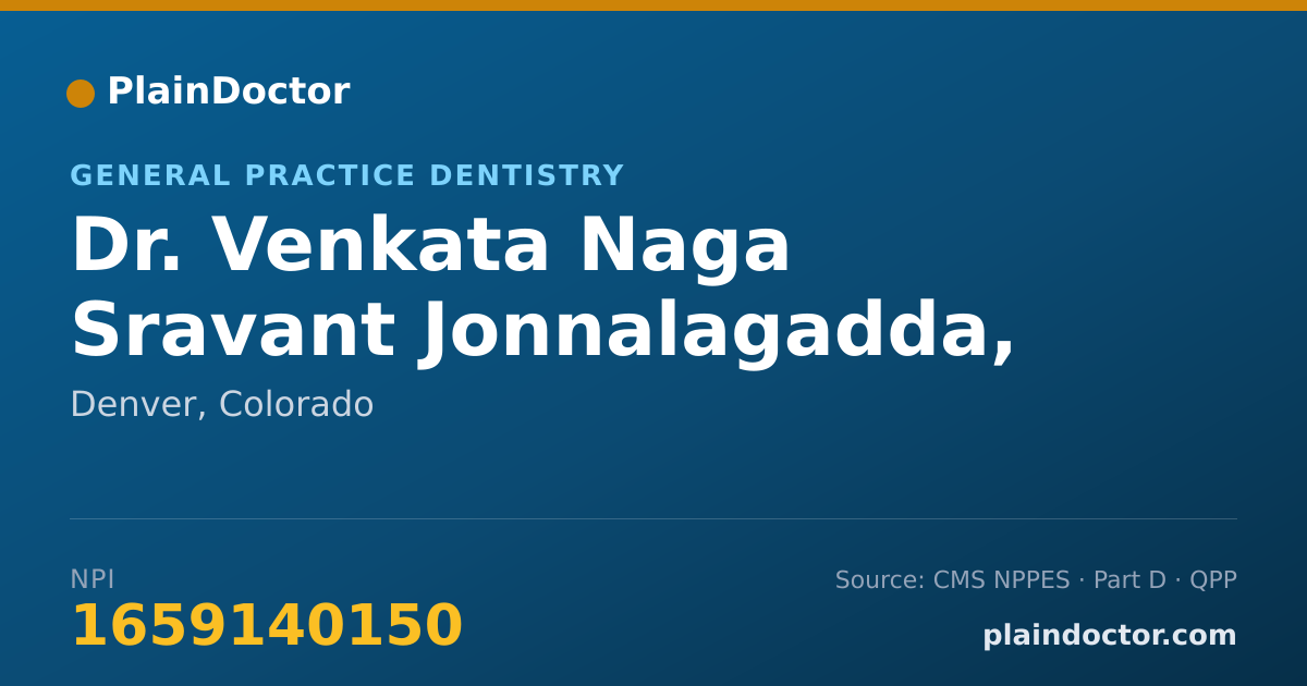 Shareable card for Venkata Naga Sravant Jonnalagadda, DDS - General Practice Dentistry, Denver, CO