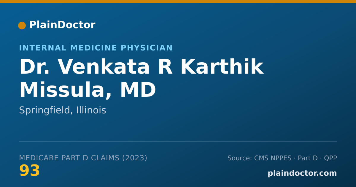 Shareable card for Venkata R Karthik Missula, MD - Internal Medicine Physician, Springfield, IL