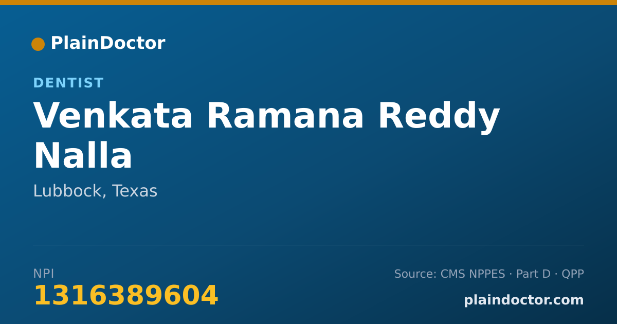 Shareable card for Venkata Ramana Reddy Nalla - Dentist, Lubbock, TX