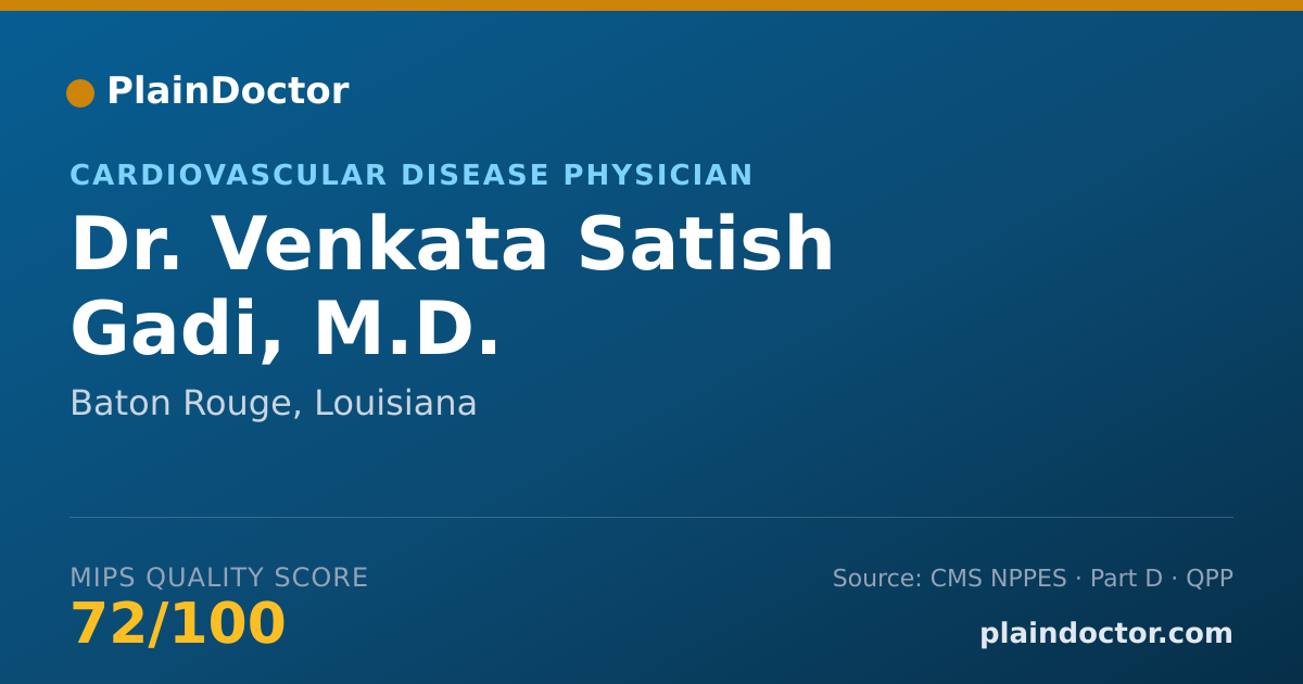 Shareable card for Venkata Satish Gadi, M.D. - Cardiovascular Disease Physician, Baton Rouge, LA