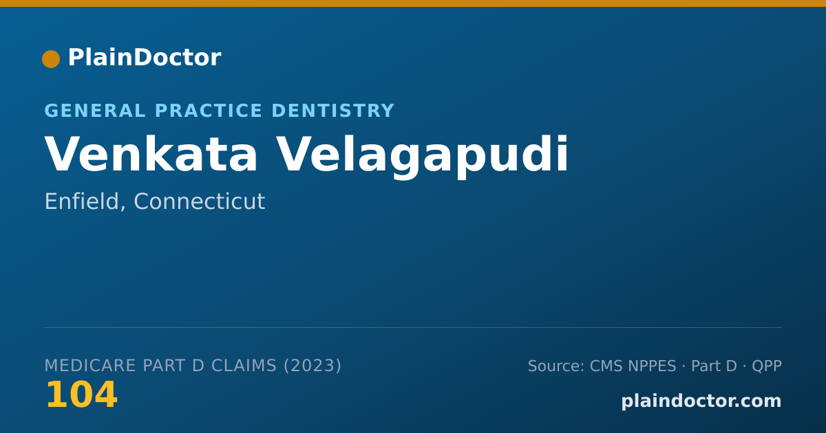 Shareable card for Venkata Velagapudi - General Practice Dentistry, Enfield, CT