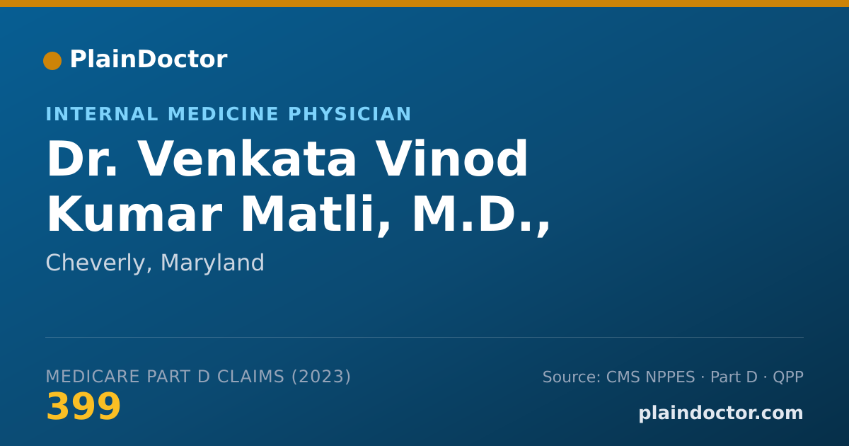 Shareable card for Venkata Vinod Kumar Matli, M.D., - Internal Medicine Physician, Cheverly, MD