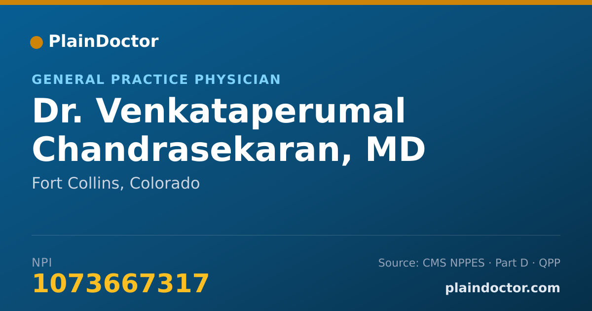 Shareable card for Venkataperumal Chandrasekaran, MD - General Practice Physician, Fort Collins, CO