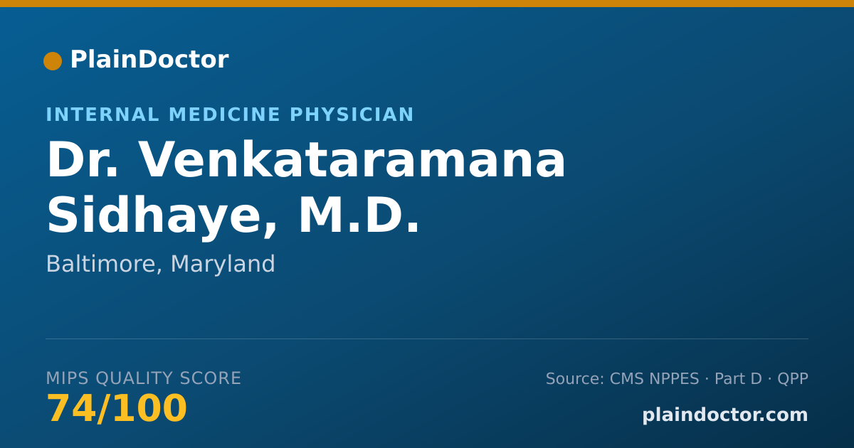 Shareable card for Venkataramana Sidhaye, M.D. - Internal Medicine Physician, Baltimore, MD