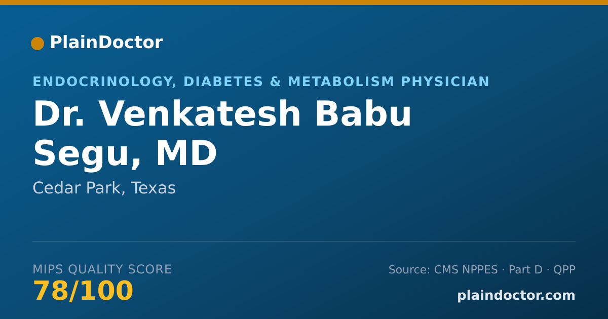 Shareable card for Venkatesh Babu Segu, MD - Endocrinology, Diabetes & Metabolism Physician, Cedar Park, TX