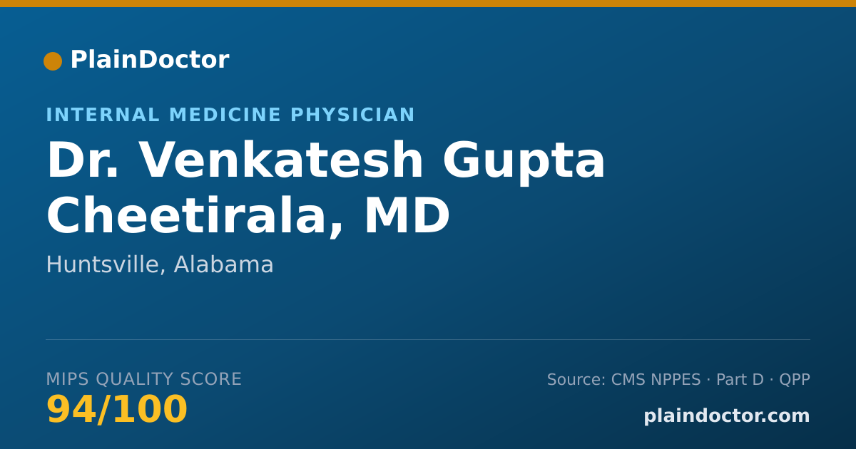 Shareable card for Venkatesh Gupta Cheetirala, MD - Internal Medicine Physician, Huntsville, AL