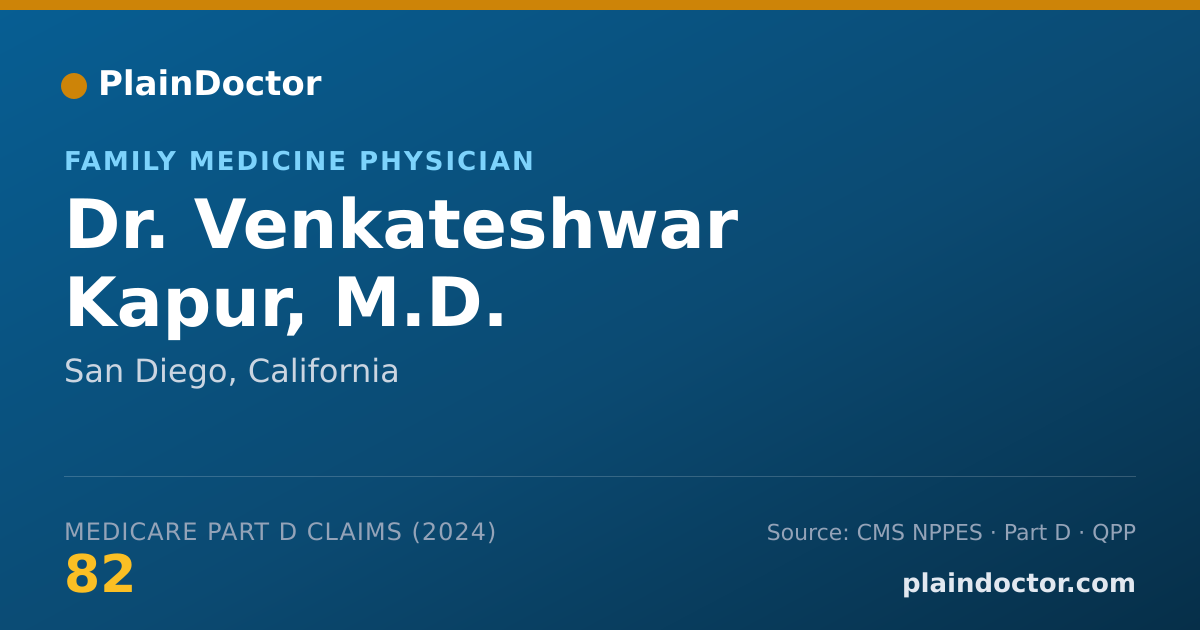 Shareable card for Venkateshwar Kapur, M.D. - Family Medicine Physician, San Diego, CA