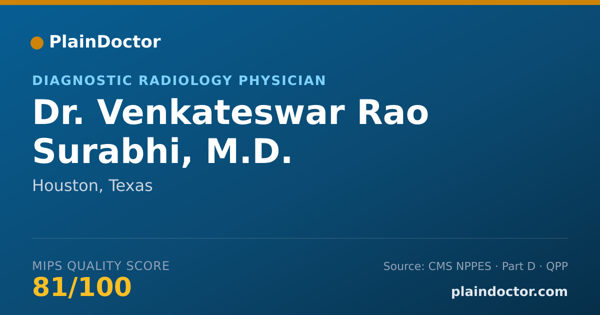 Shareable card for Venkateswar Rao Surabhi, M.D. - Diagnostic Radiology Physician, Houston, TX