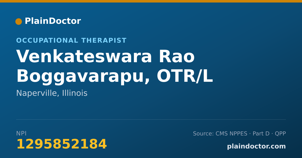 Shareable card for Venkateswara Rao Boggavarapu, OTR/L - Occupational Therapist, Naperville, IL