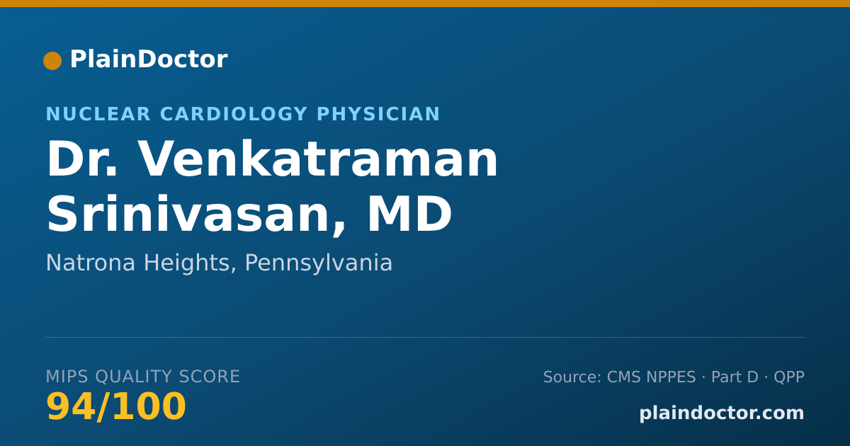 Shareable card for Venkatraman Srinivasan, MD - Nuclear Cardiology Physician, Natrona Heights, PA
