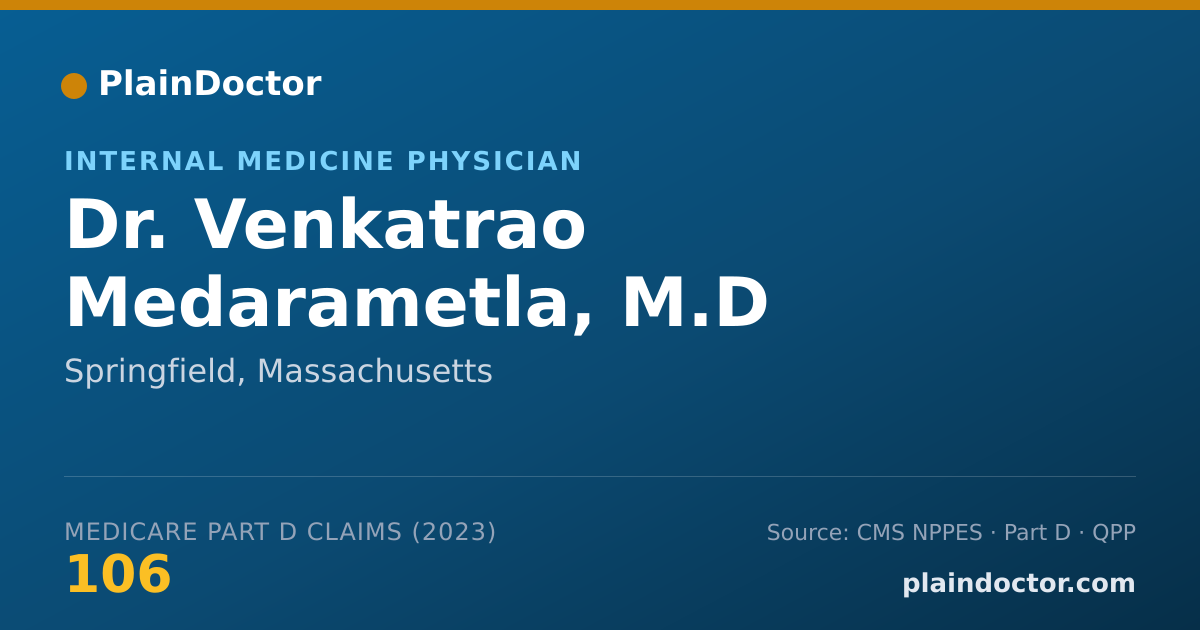 Shareable card for Venkatrao Medarametla, M.D - Internal Medicine Physician, Springfield, MA