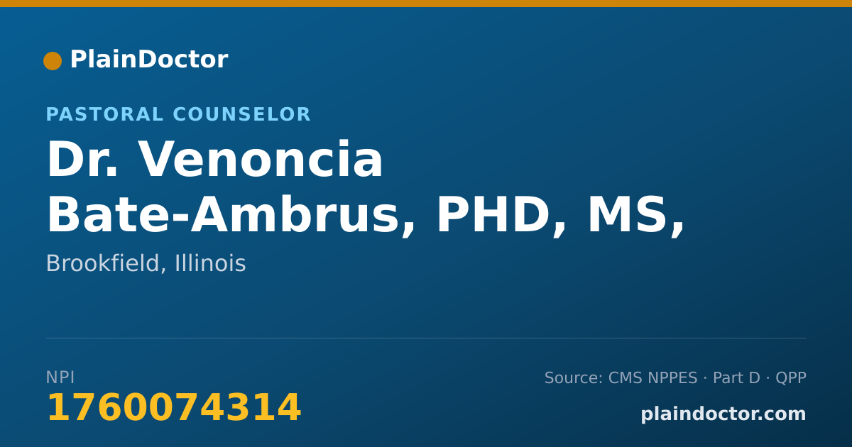Shareable card for Venoncia Bate-Ambrus, PHD, MS, MA - Pastoral Counselor, Brookfield, IL