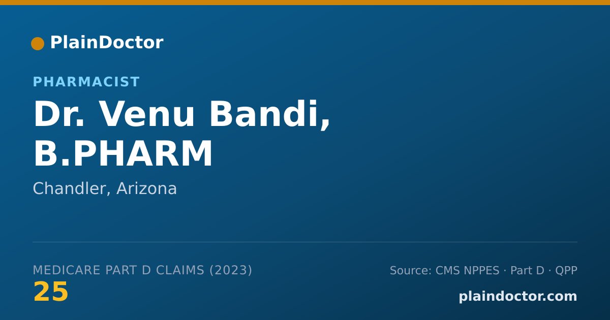 Shareable card for Venu Bandi, B.PHARM - Pharmacist, Chandler, AZ