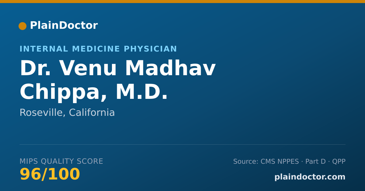 Shareable card for Venu Madhav Chippa, M.D. - Internal Medicine Physician, Roseville, CA