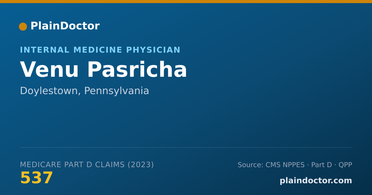 Shareable card for Venu Pasricha - Internal Medicine Physician, Doylestown, PA
