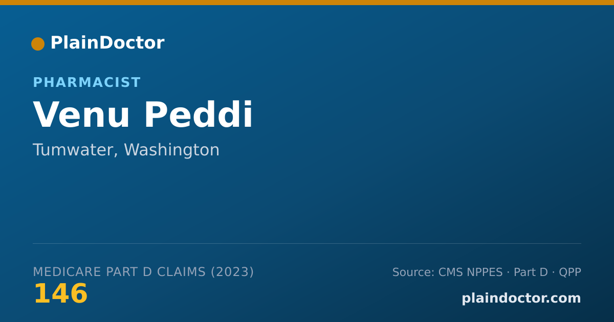 Shareable card for Venu Peddi - Pharmacist, Tumwater, WA