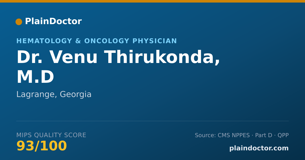 Shareable card for Venu Thirukonda, M.D - Hematology & Oncology Physician, Lagrange, GA