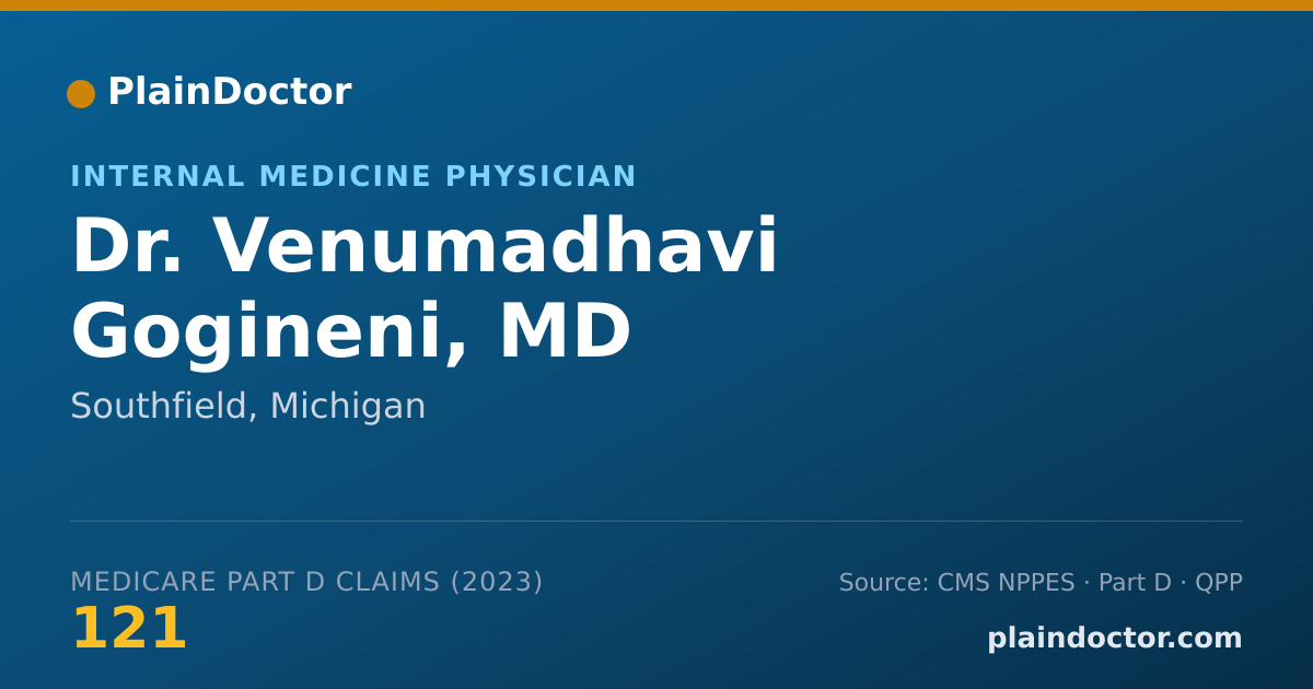 Shareable card for Venumadhavi Gogineni, MD - Internal Medicine Physician, Southfield, MI