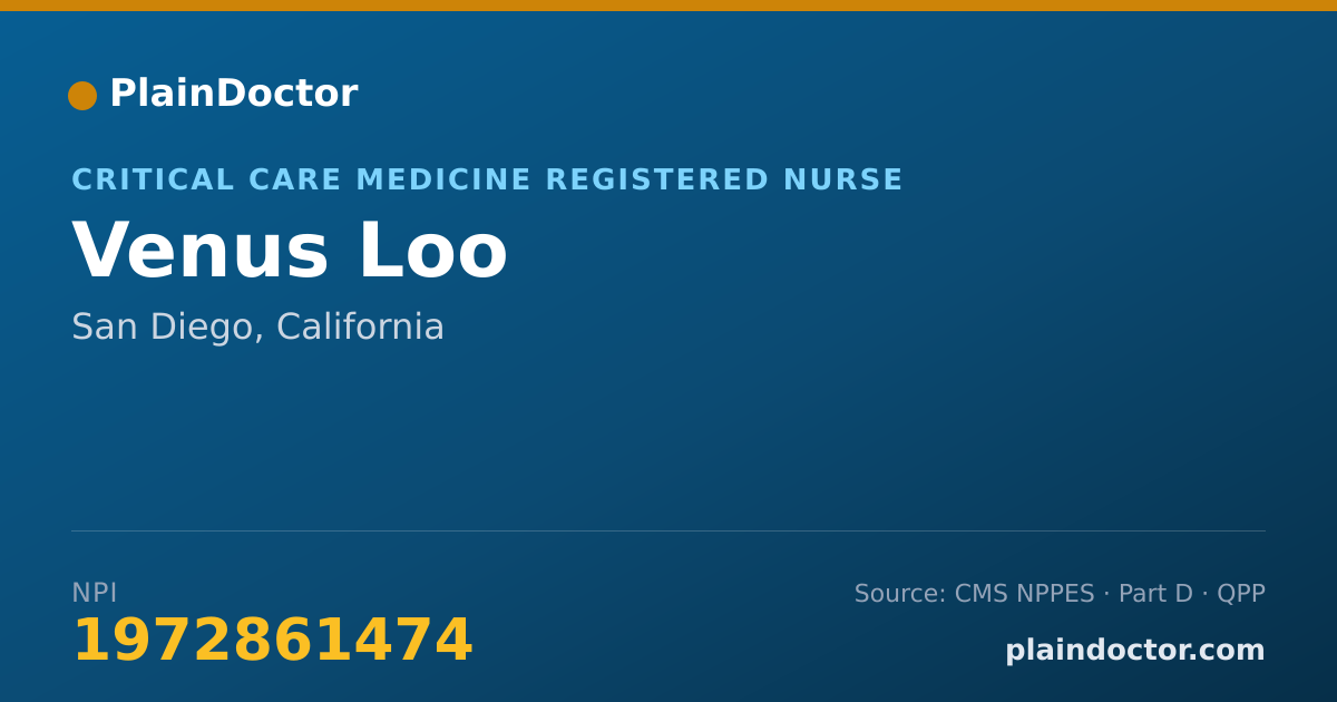Shareable card for Venus Loo - Critical Care Medicine Registered Nurse, San Diego, CA