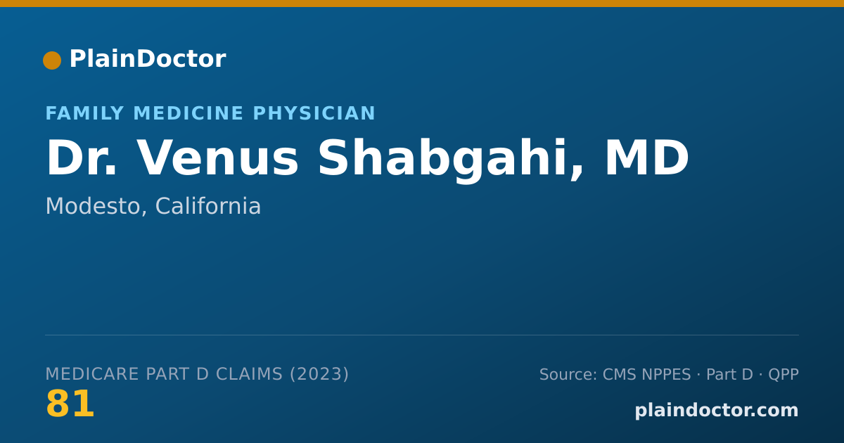 Shareable card for Venus Shabgahi, MD - Family Medicine Physician, Modesto, CA