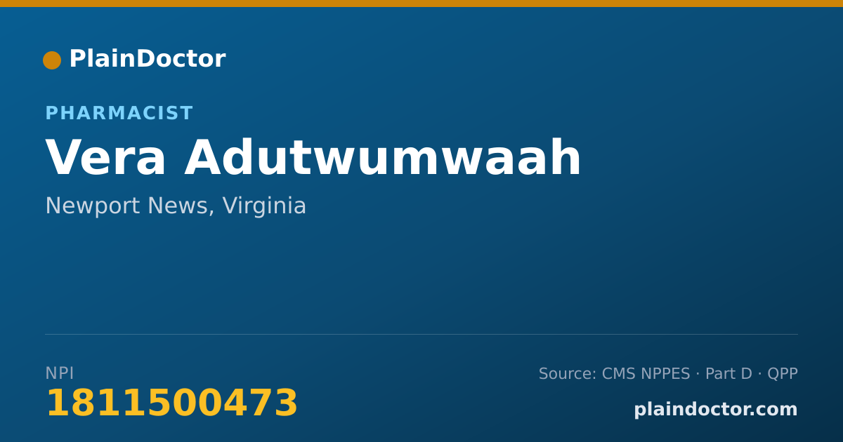 Shareable card for Vera Adutwumwaah - Pharmacist, Newport News, VA